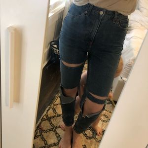 Topshop High Waist Ripped Jeans